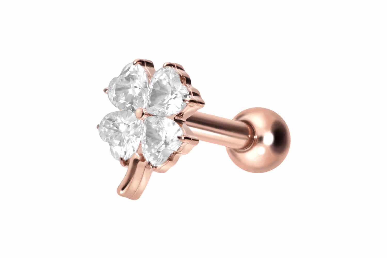 Titan Ohrpiercing mit Innengewinde KRISTALLKLEEBLATT